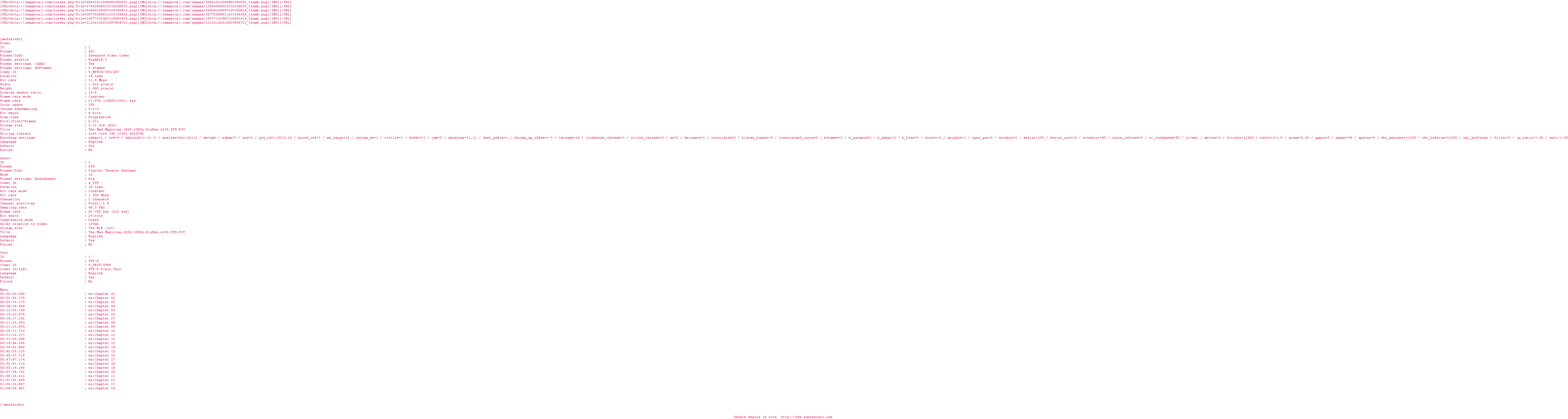 Nfo de la release The.Mad.Magician.1954.1080p.BluRay.x264.DTS-FGT