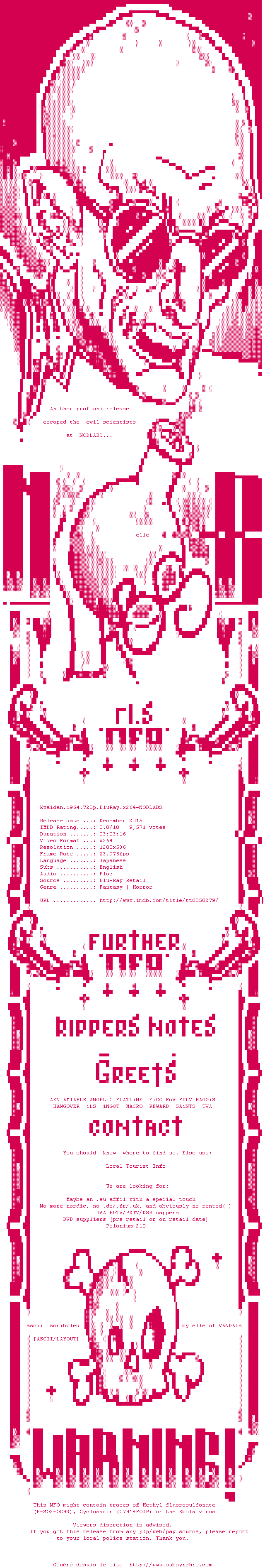 Nfo de la release Kwaidan.1964.720p.BluRay.x264-NODLABS