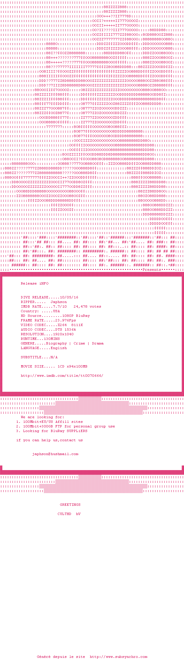 Nfo de la release Serpico.1973.1080p.BluRay.x264-Japhson