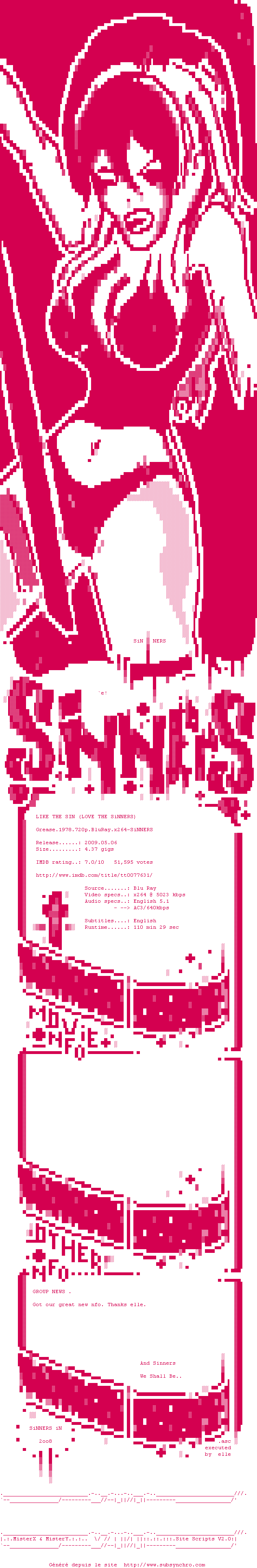 Nfo de la release Grease.1978.720p.BluRay.x264-SiNNERS