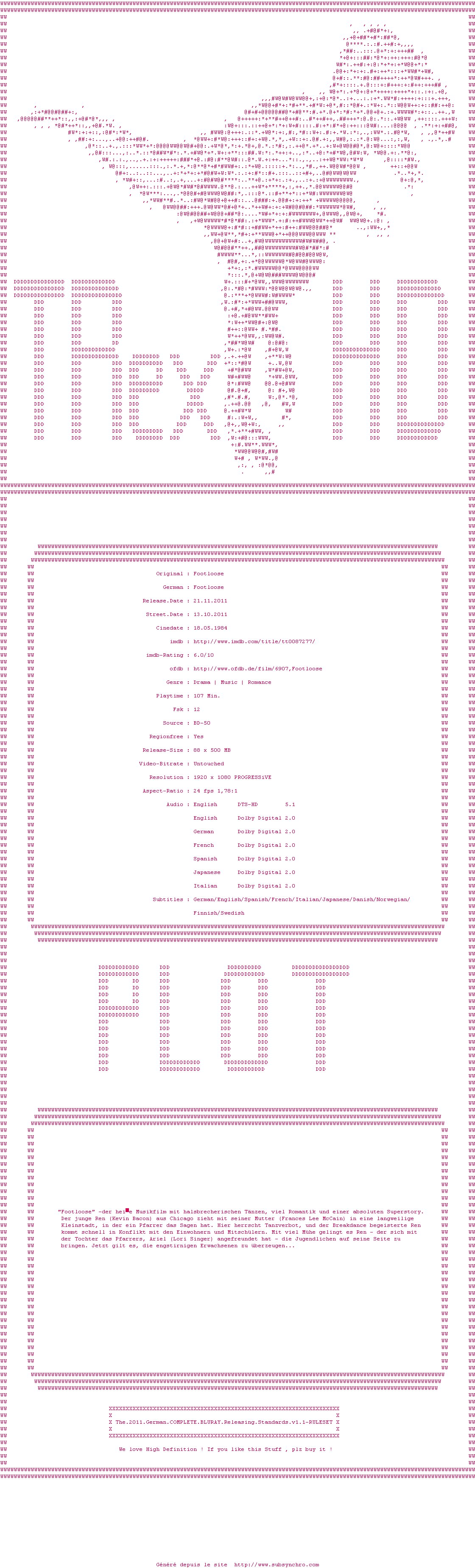 Nfo de la release Footloose.1984.MULTi.COMPLETE.BLURAY-TRexHD