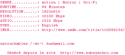 Nfo de la release They.Live.1988.1080p.BluRay.x264-UNTOUCHABLES