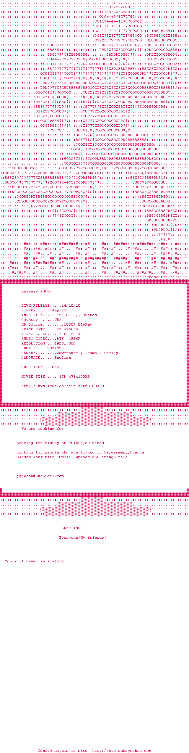 Nfo de la release The.Neverending.Story.II.The.Next.Chapter.1990.1080p.BluRay.X264-Japhson