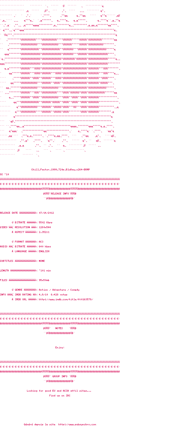 Nfo de la release Chill.Factor.1999.720p.BluRay.x264-BRMP