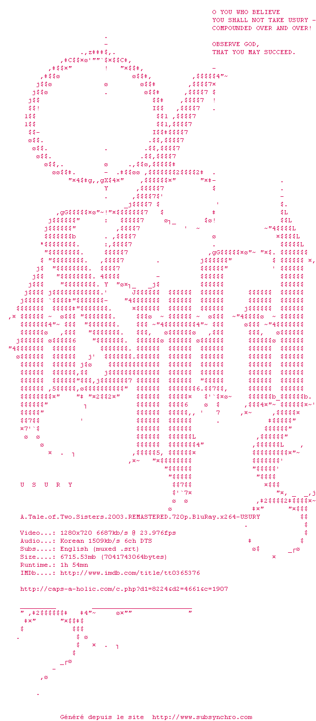 Nfo de la release A.Tale.Of.Two.Sisters.2003.REMASTERED.720p.BluRay.x264-USURY