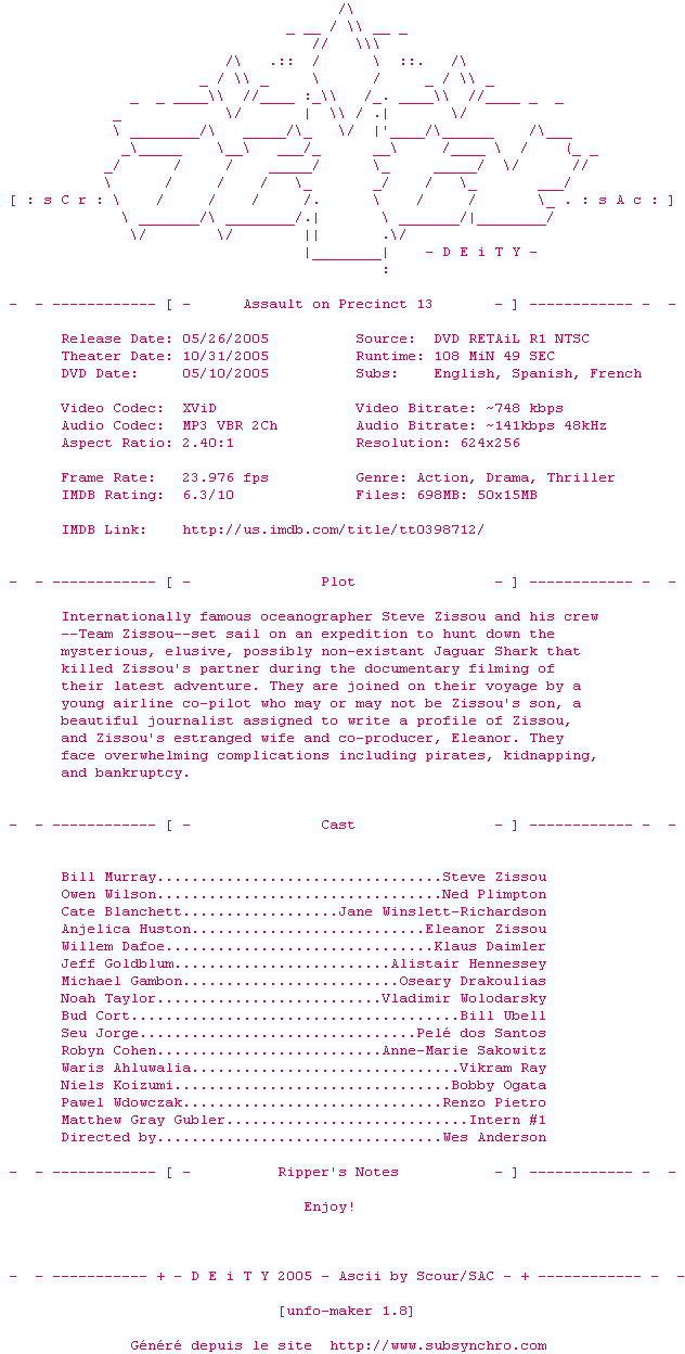 Nfo de la release Assault.On.Precinct.13.DVDRiP.XViD-DEiTY