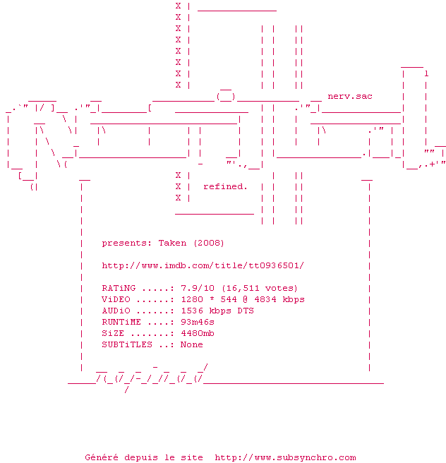 Nfo de la release Taken.2008.720p.BluRay.x264-REFiNED