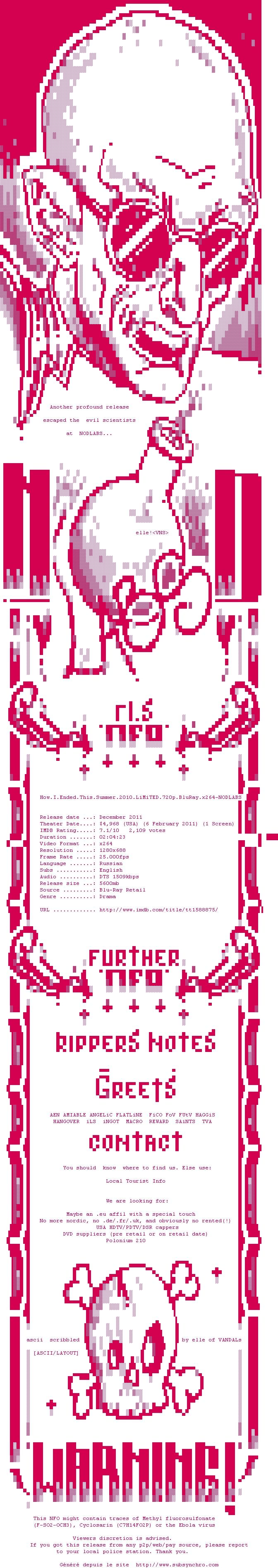 Nfo de la release How.I.Ended.This.Summer.2010.LiMiTED.720p.BluRay.x264-NODLABS