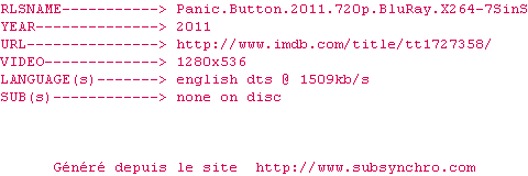Nfo de la release Panic.Button.2011.720p.BluRay.X264-7SinS