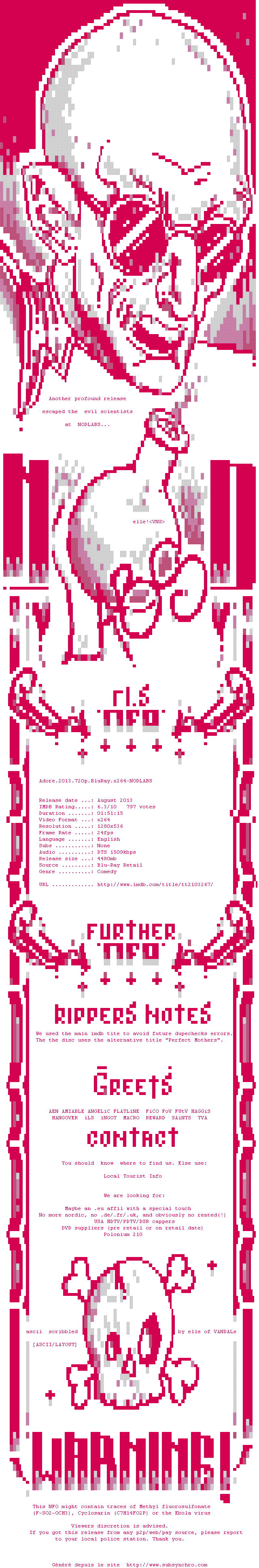 Nfo de la release Adore.2013.720p.BluRay.x264-NODLABS