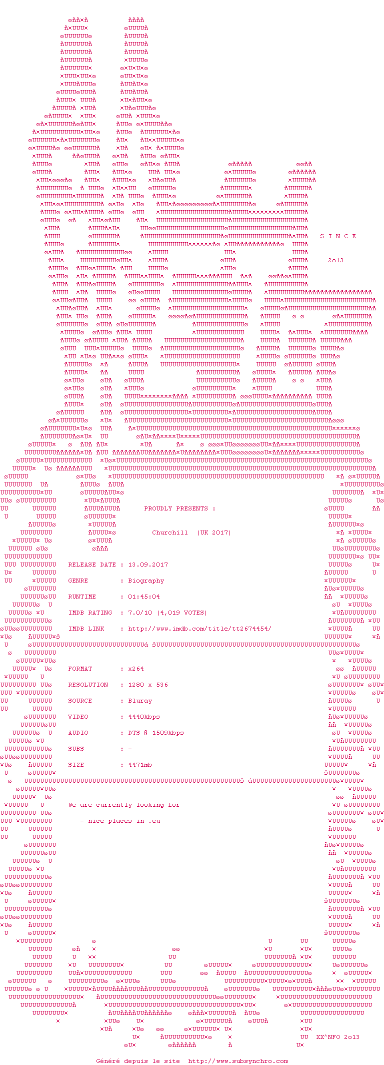 Nfo de la release Churchill.2017.720p.BluRay.x264-VETO