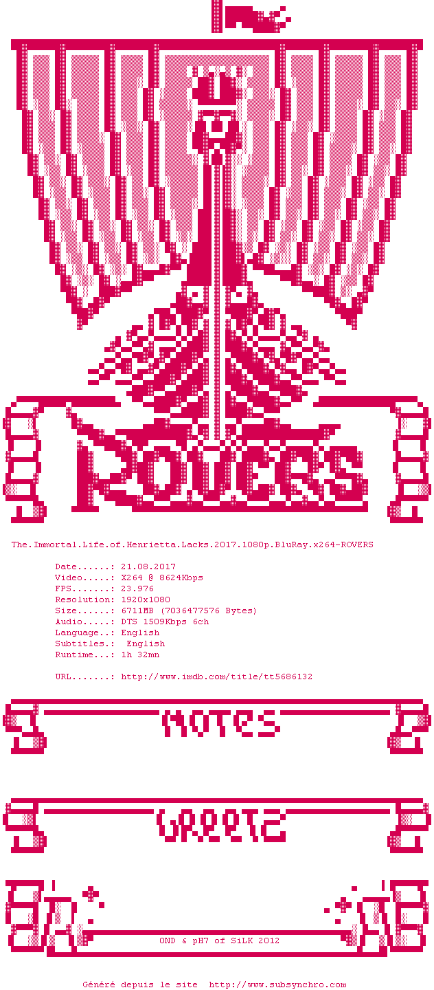 Nfo de la release The.Immortal.Life.Of.Henrietta.Lacks.2017.1080p.BluRay.x264-ROVERS