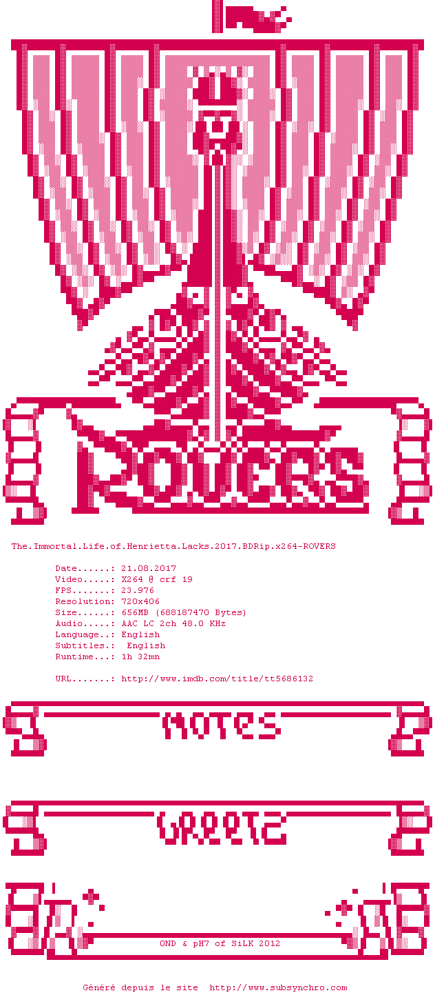 Nfo de la release The.Immortal.Life.Of.Henrietta.Lacks.2017.BDRip.x264-ROVERS