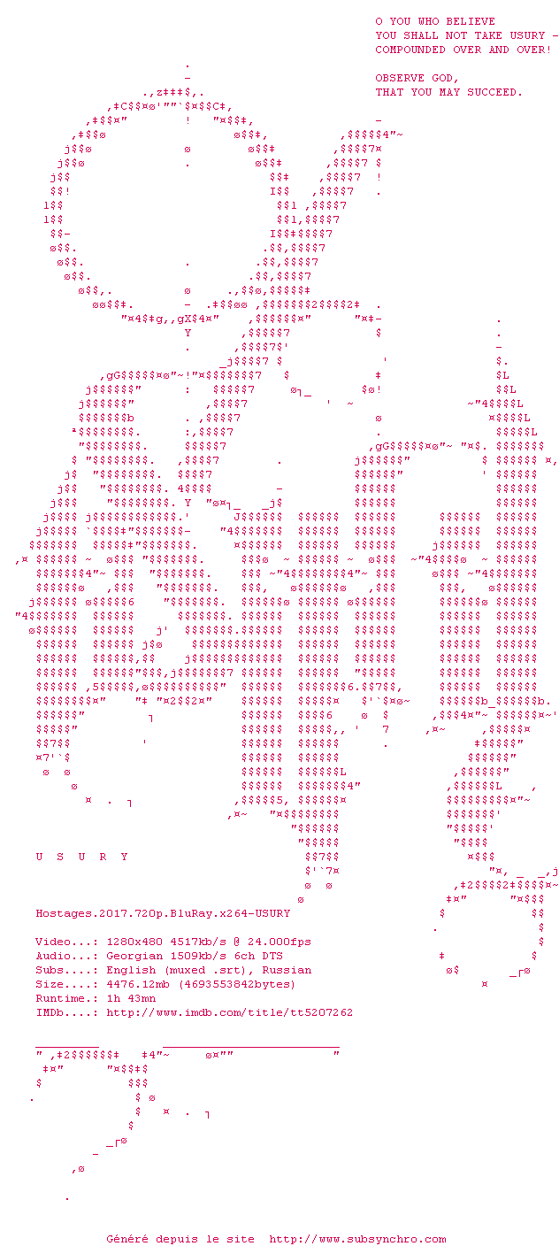 Nfo de la release Hostages.2017.720p.BluRay.x264-USURY
