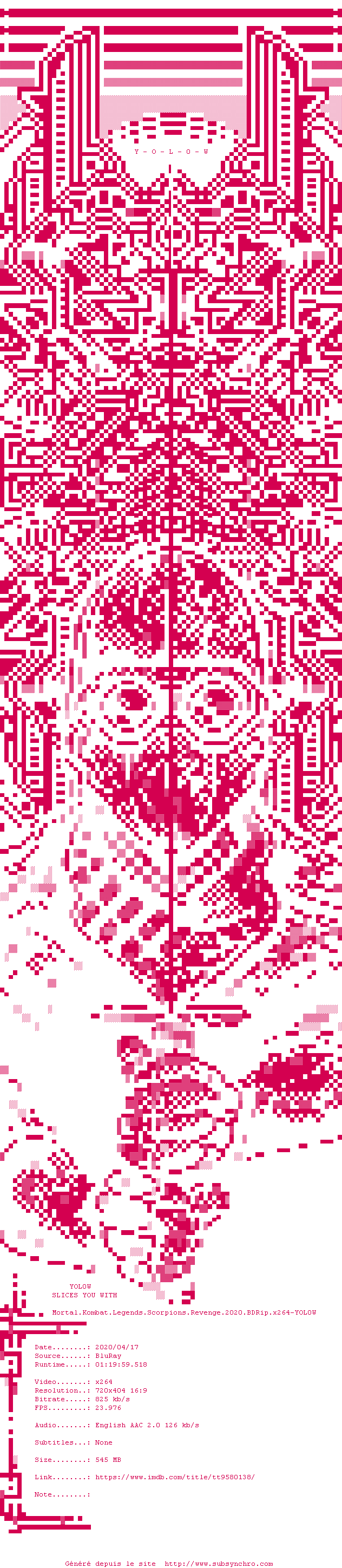 Nfo de la release Mortal.Kombat.Legends.Scorpions.Revenge.2020.BDRip.x264-YOL0W