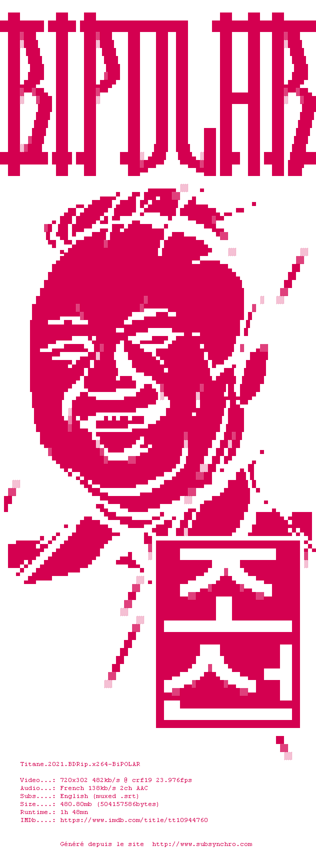 Nfo de la release Titane.2021.BDRip.x264-BiPOLAR