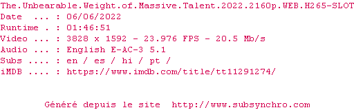 Nfo de la release The.Unbearable.Weight.Of.Massive.Talent.2022.2160p.WEB.H265-SLOT