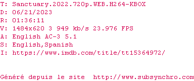 Nfo de la release Sanctuary.2022.720p.WEB.H264-KBOX