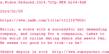Nfo de la release A.Widow.Seduced.2024.720p.WEB.H264-BAE